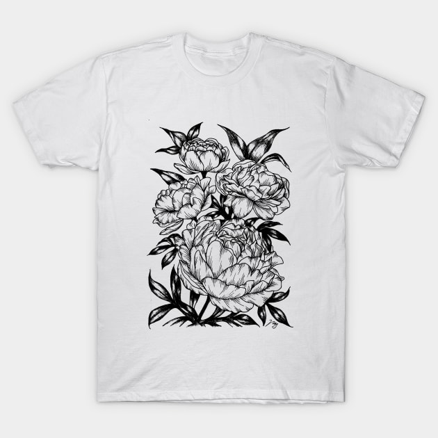 Peonies T-Shirt by Akbaly